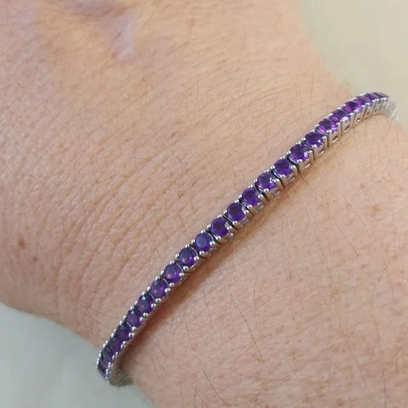 Sterling Silver Amethyst  Bracelet - Picture 2 of 16